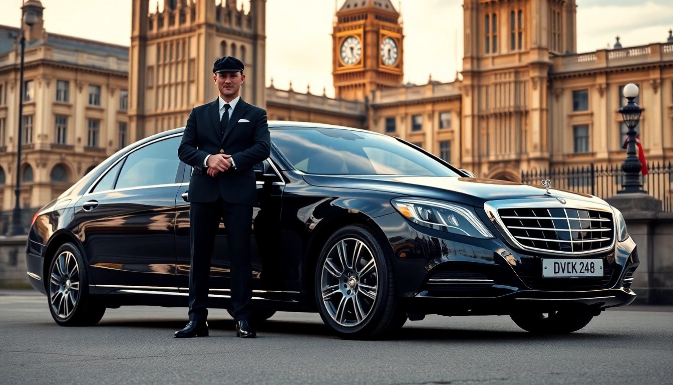 Experience premium london chauffeur service with luxury vehicle and professional driver in iconic London setting.