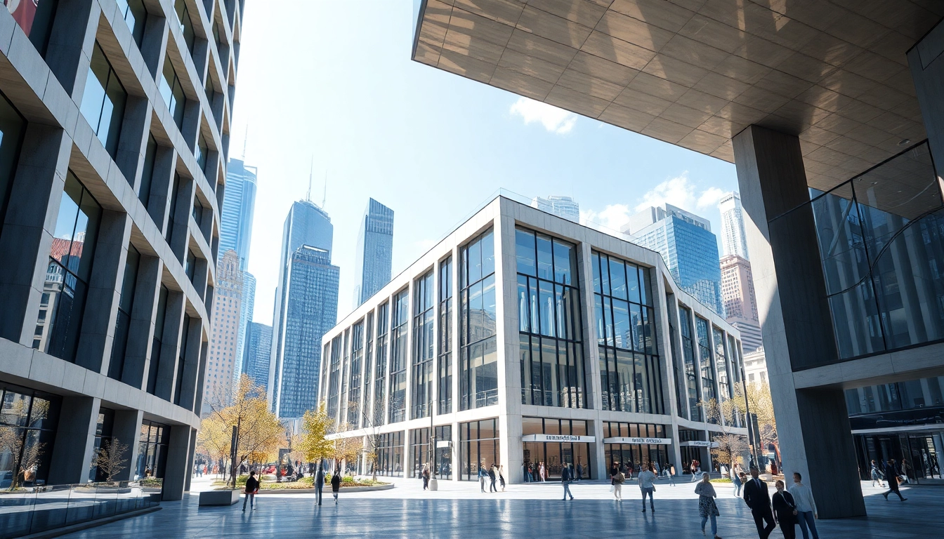 Architekturvisualisierung eines modernen Gebäudeprojekts im urbanen Umfeld.